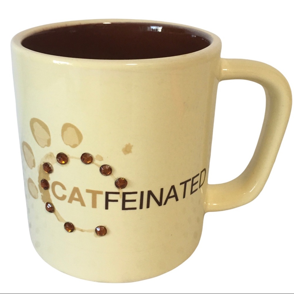 Ceramic Mug Cup CATfeinated Stoneware Furry Friends & co. 2012 EUC
